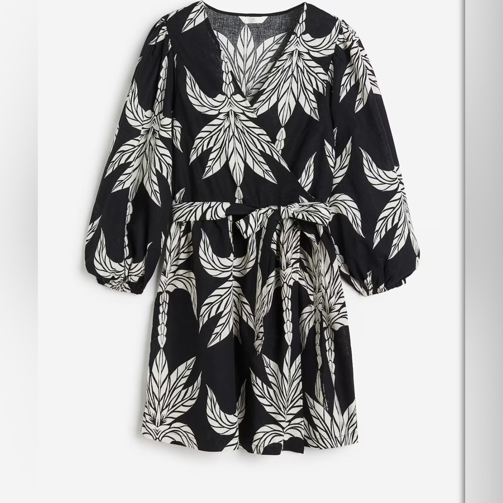H&M linen blend wrap dress